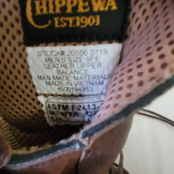 Men\'s Chippewa Thinsulate Vibram 400 gram Size 9 EE Ortholite Chip A Tex Boots main image 9